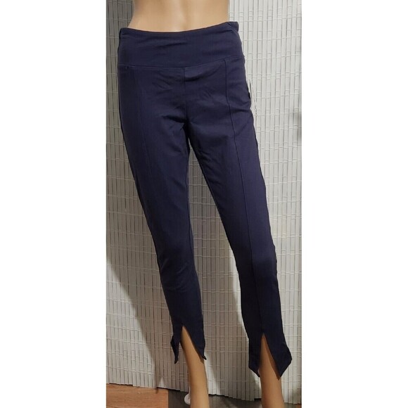 Peace And Pearls Leggings Women Medium Color Blue Graphite Split On Bottom - Picture 1 of 10